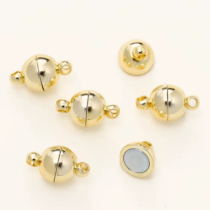 4/6 pièces/paquet 8*14MM 14K/18K plaqué or laiton Bracelet magnétique fermoir perles pour accessoire