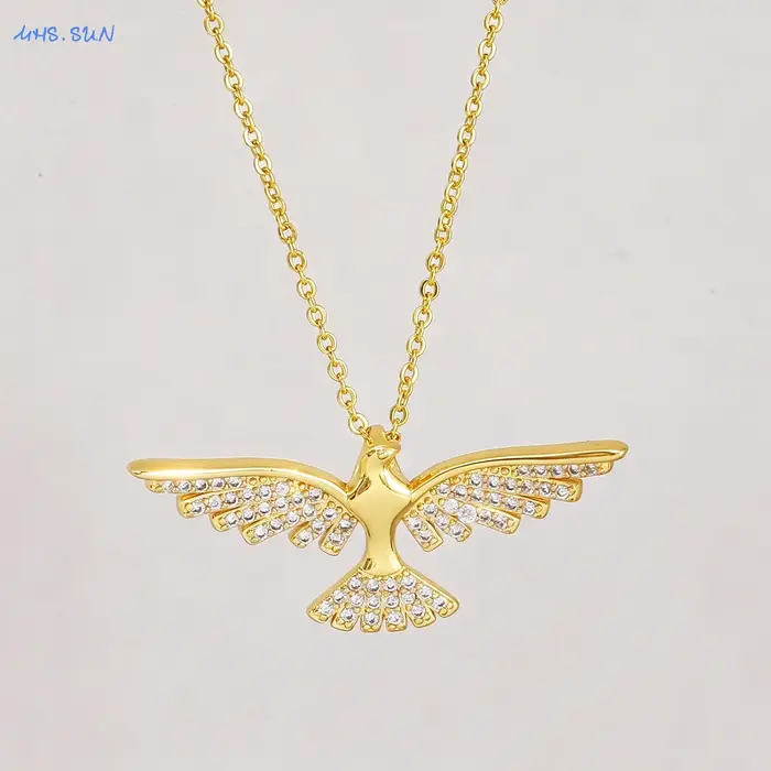 SUNSLL – collier avec pendentif oiseau de l'Esprit Saint plaqué or pour femmes et hommes