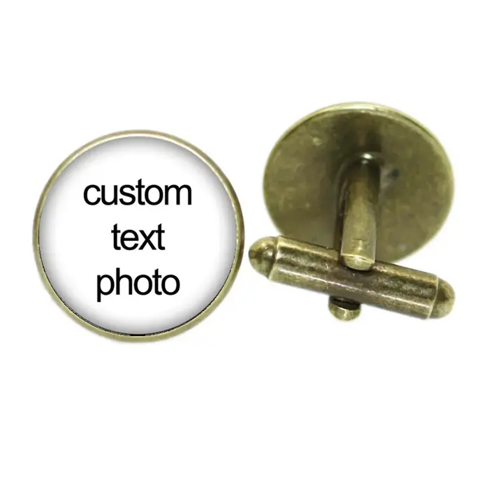 Boutons de manchette personnalisés avec photo en verre pour homme, boutons de manchette pour chemise, cadeaux de mariage, boutons de manchette en or jaune clair, boutons de manchette pour occasions spéciales