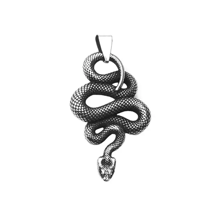 Collier Pendentif Serpent Gothique Doré, Serpent Enroulé, Amulette Animale pour Hommes et Femmes, Ac