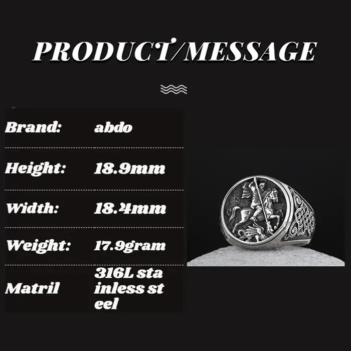 Bague en acier inoxydable 316L design spécial chevalier mode chic fantaisie cadeau halloween bijoux nouvelle collection 2022 hommes