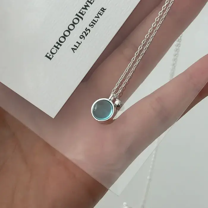 XIYANIKE été bleu cristal pendentif collier pour femmes fille de luxe mode nouveaux bijoux dame cadeau fête de mariage
