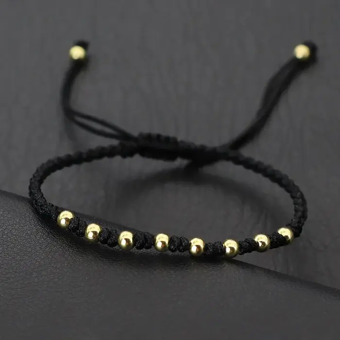 Bracelet classique à cordes noires pour hommes et femmes