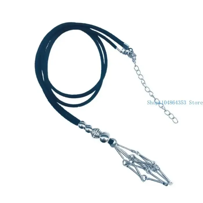 Collier pendentif en maille, corde en réglable, porte-pierre vide, Cage en métal