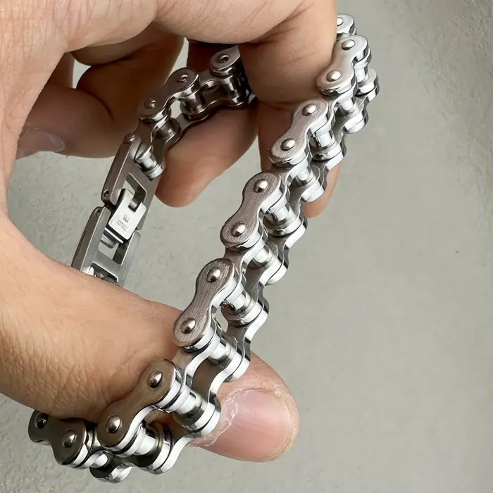 1 pièces Punk Rock acier inoxydable motard hommes Bracelet lien chaîne moto vélo
