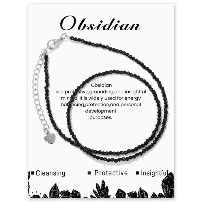 Collier en pierres semi-précieuses naturelles grenat, améthyste, quartz et obsidienne pour femmes et hommes, bijou bohème occasion spéciale