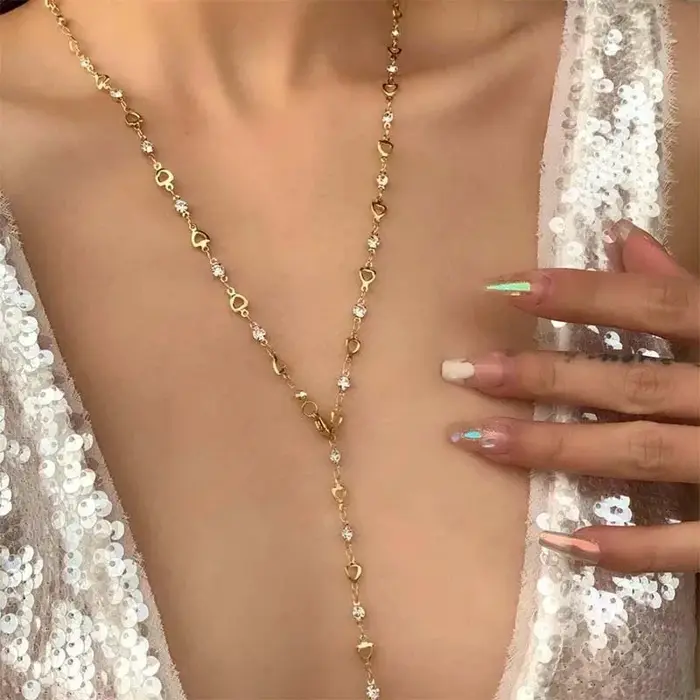 Collier bohème coloré en forme de Y chaîne de clavicule métal or argent bijou pour femmes occasions spéciales cadeaux anniversaire fiançailles mariage travail quotidien