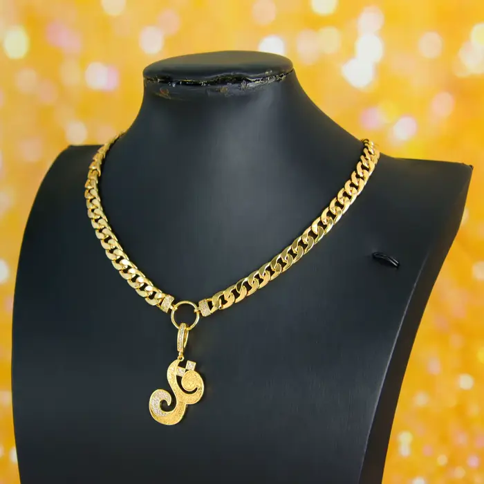 Collier à breloques mode musulmane arabe plaqué or 21 carats, chaînes à pendentif en zircone, mode d