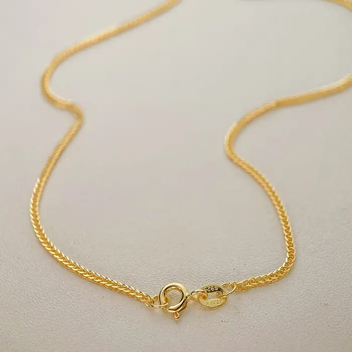 Collier chaîne Chopin en argent sterling 925 de 35 à 90 cm, 1,5 mm, couleur or, pour femmes et fille