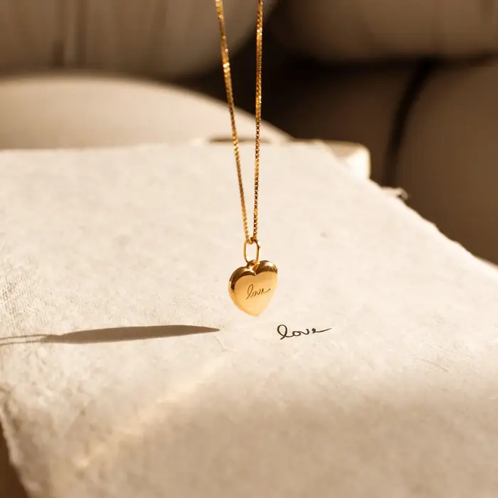 Collier coeur d'écriture manuscrite personnalisé