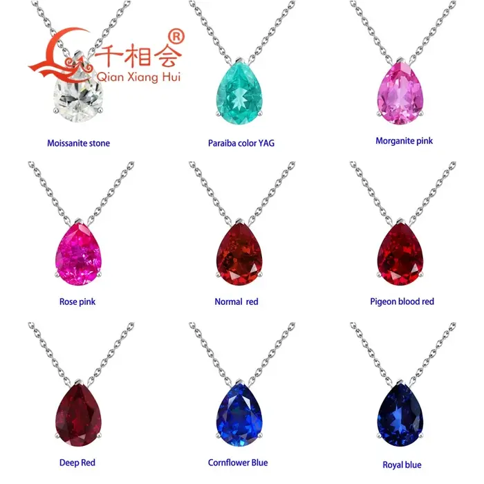 Collier pendentif en argent 925 en forme de poire