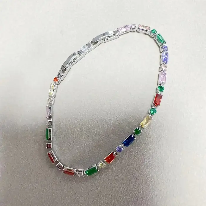 Bracelet en argent sterling 925, 18 carats, élégant, en cristal de zircon, pour femmes, mode simple,