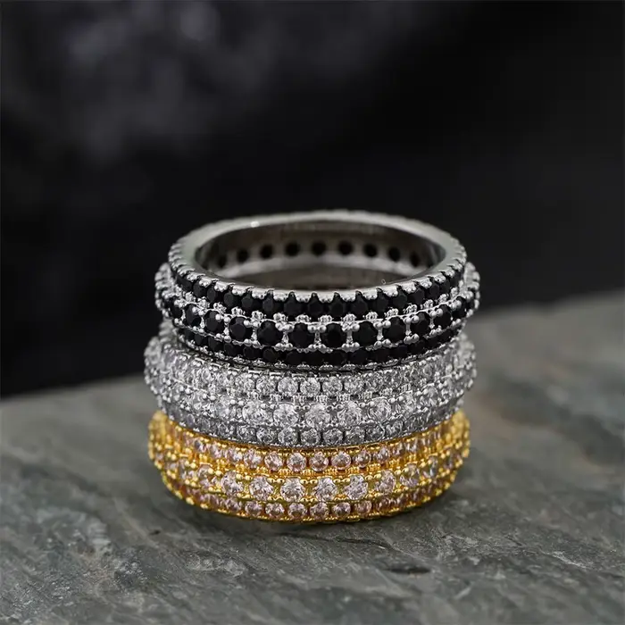 Bague ronde en argent Sterling 925 incrustée de cristal de Zirconium
