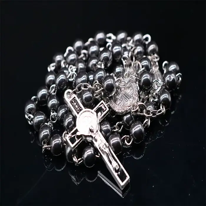 Chapelet en hématite minéral, 6mm, collier, chapelet en hématite, bijoux faits à la main avec perles