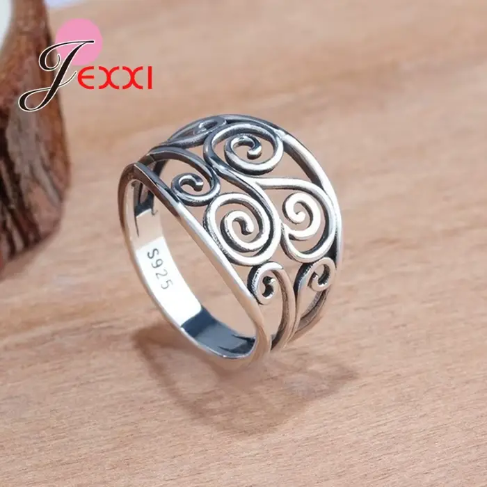 Jexxi-Bagues vintage en argent égyptien pour hommes et femmes