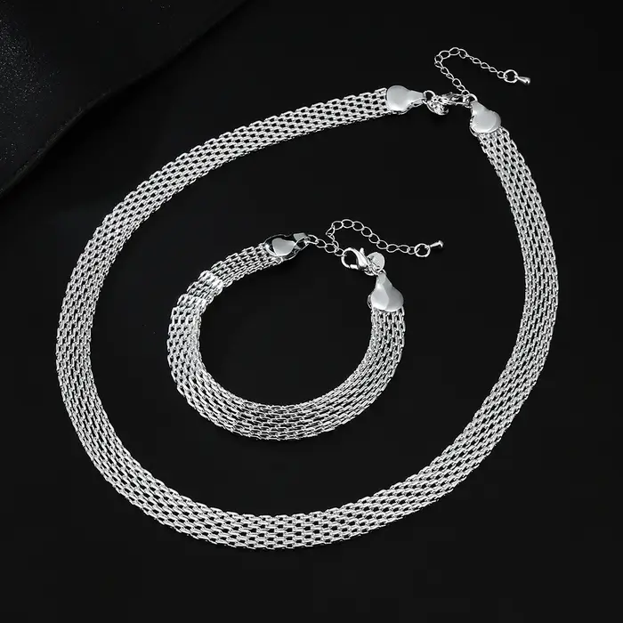 Concepteur Original 925 en argent sterling fine chaîne net Bracelets colliers pour femmes mode fête 