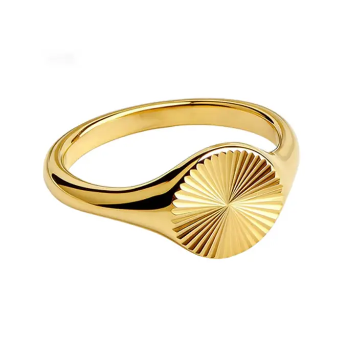 Bague signet style INS à texture soleil éclatant