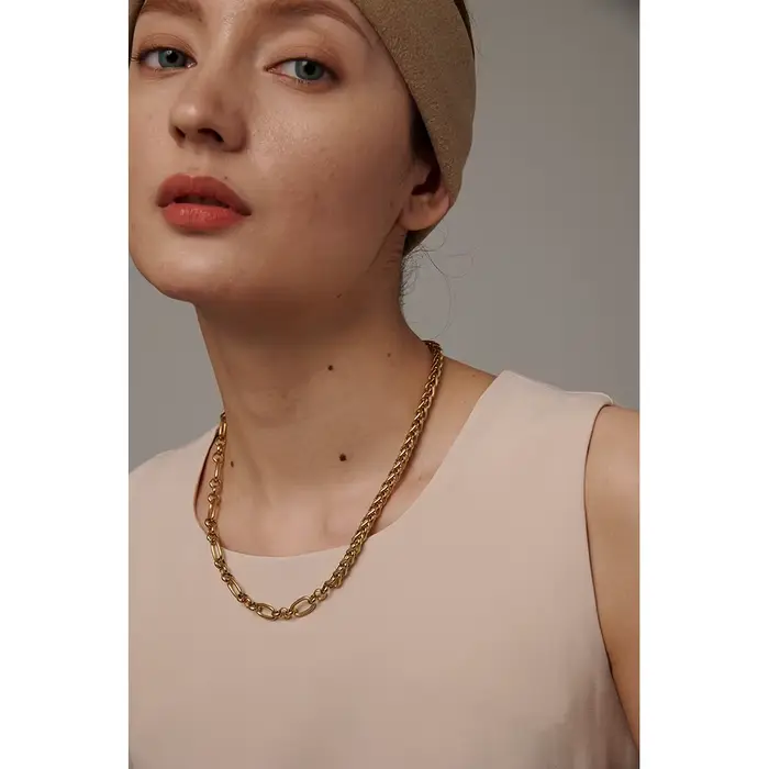 Collier en acier inoxydable 316L doré brillant avec motif géométrique pour femmes élégantes et occasions de fête