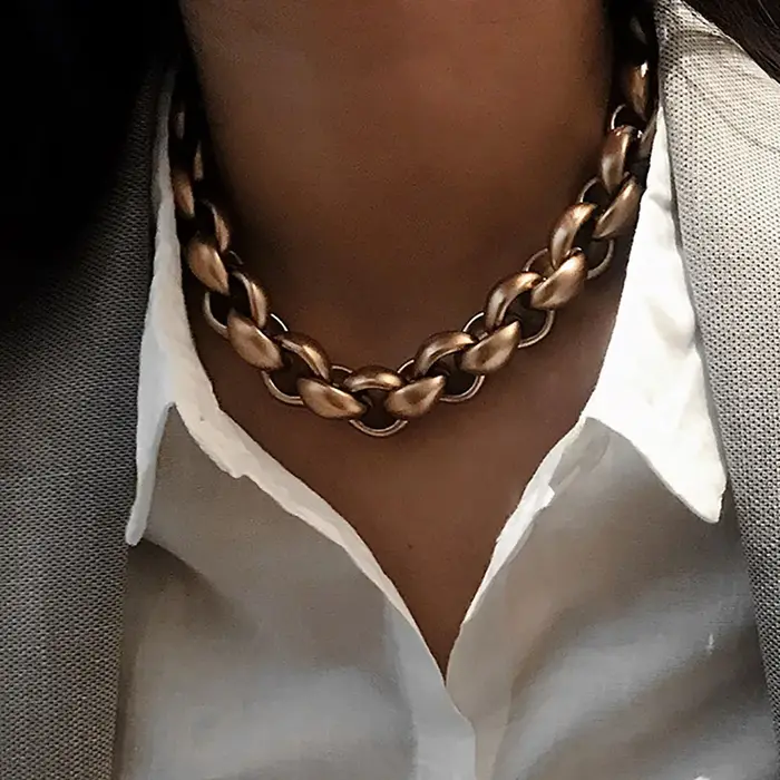 Collier Hip Hop épais à boucle en forme de O pour hommes, colliers de clavicule rétro simples et exa