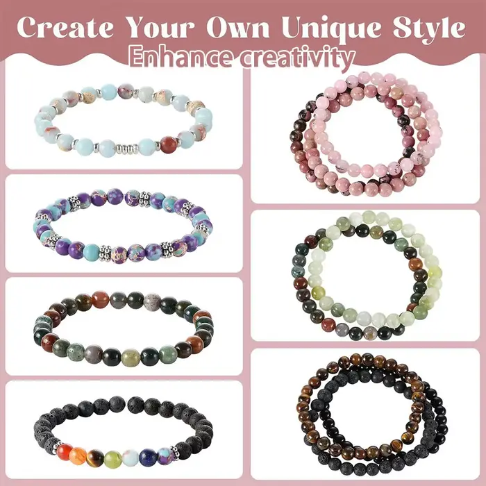 Kit de fabrication de bijoux DIY avec 1000 perles, pierres précieuses naturelles, fournitures pour artisanat, bracelets, colliers, porte-clés, boucles d'oreilles, accessoires