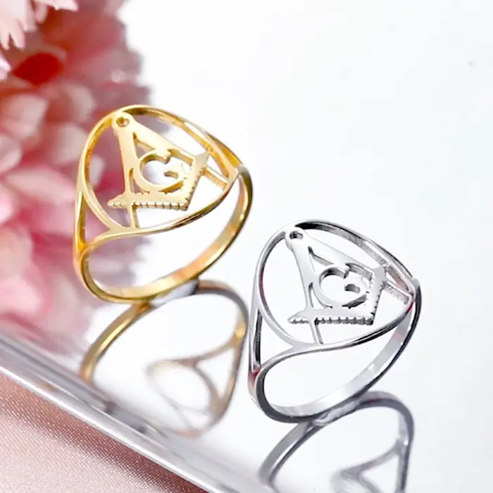 Dawapara-Bague maçonnique en acier inoxydable pour hommes