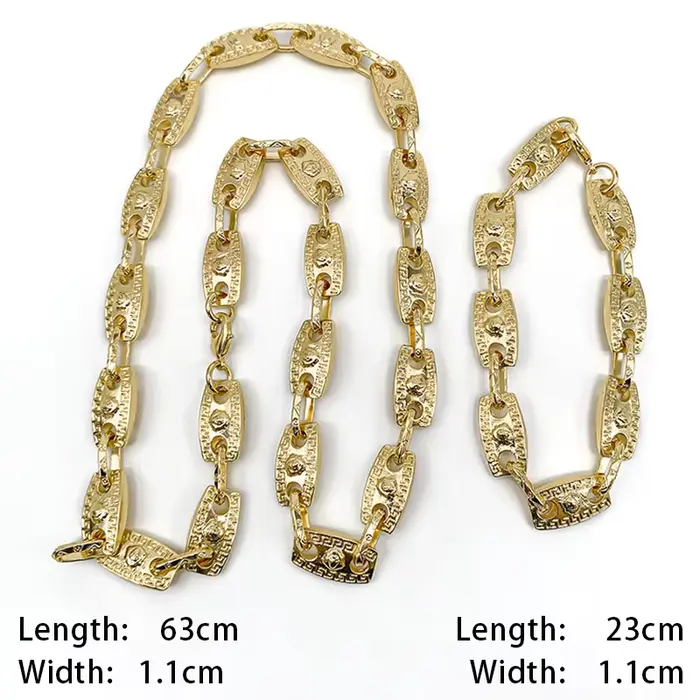 Hip Hop 24 pouces longue chaîne collier Bracelet ensembles de bijoux tour de cou doré qualité supéri
