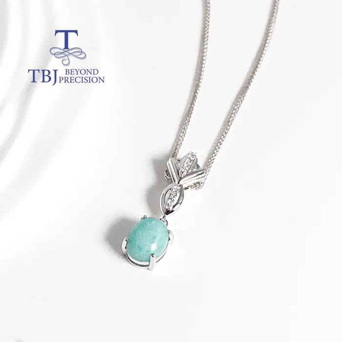 Pendentif ovale naturel en amazonite
