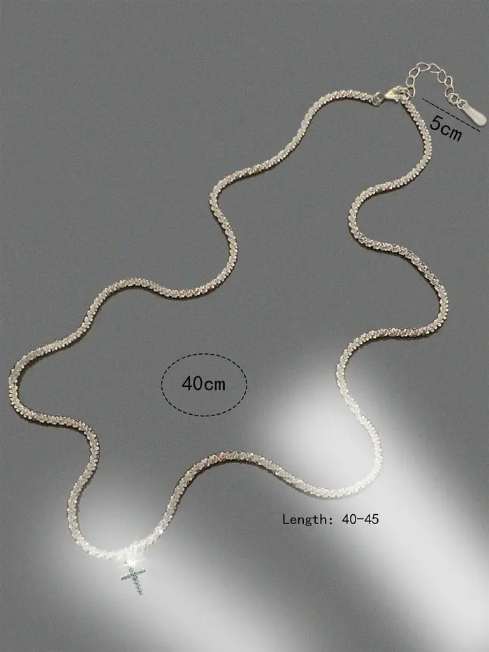 Collier ras du cou avec croix et clavicule, 1 pièce, simple