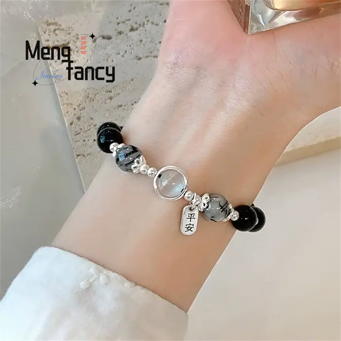 Bracelet en obsidienne noire naturelle