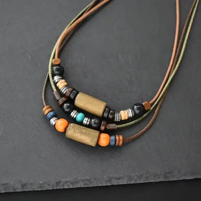 Collier en corde de cuir pour hommes