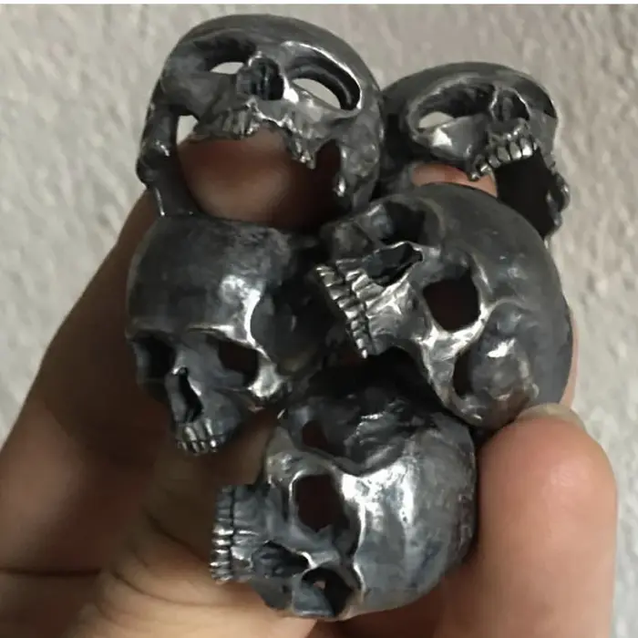 Bague tête de mort au calvarium pour homme, acier inoxydable gothique SION L, bague de motard, bande