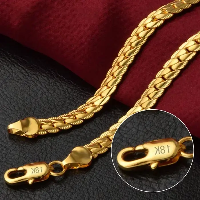 Collier latéral complet en or et argent 18K pour femmes et hommes, bijoux de mariage et occasions spéciales