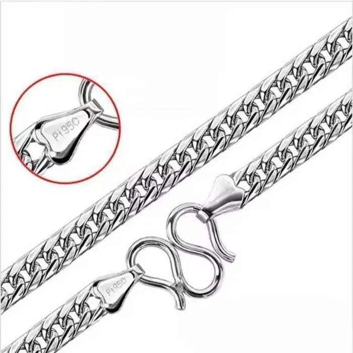 Collier authentique en platine Pt950, chaîne simple unisexe en or blanc, extensible, parfait comme c