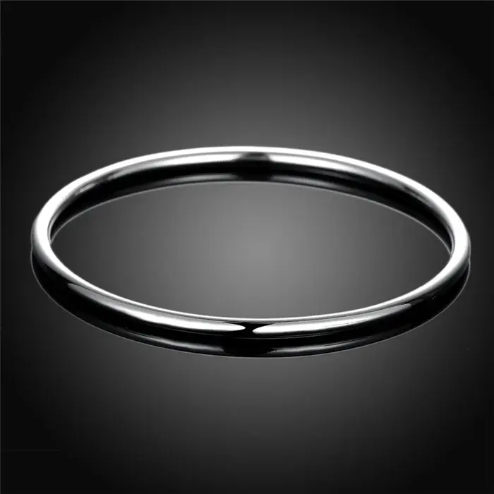DOTEFFIL 925 Bracelet en argent massif personnalité de la mode Simple bracelets lisses pour les femmes bijoux de fiançailles de mariage