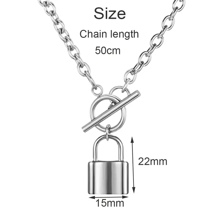 Chaîne pendentif avec cadenas en acier inoxydable pour femme et homme