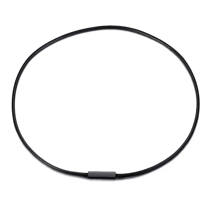 Collier ras du cou en corde noire pour hommes, avec boucle magnétique