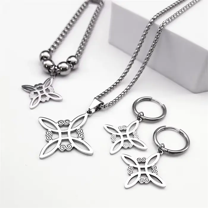 Ensemble de bijoux en acier inoxydable nœud celtique irlandais pour parties et occasions spéciales hiphop rock