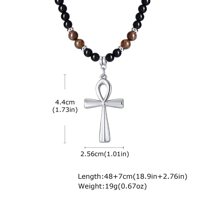 Collier croix Anka tendance pour hommes, collier de perles de symbole de vie égyptien Ankh, cadeaux 
