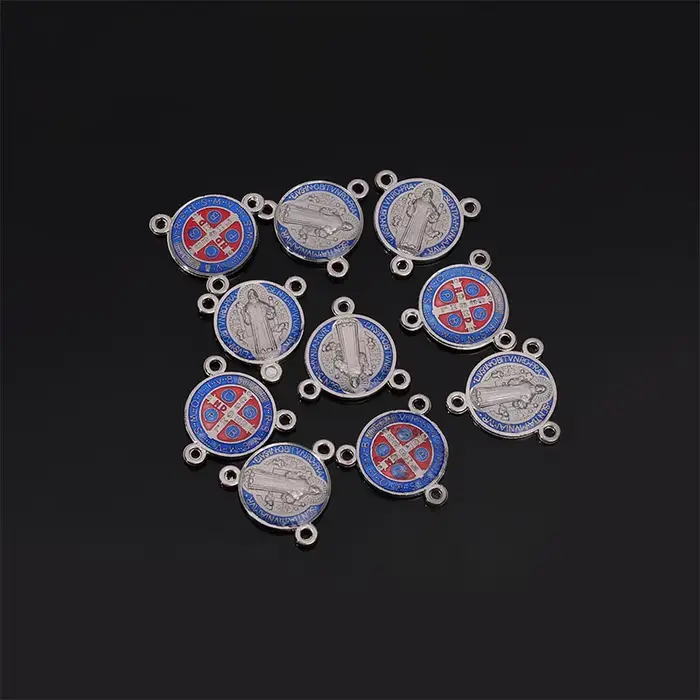 Connecteur de collier religieux plaqué or, pendentif du sacrement chrétien, pendentif croix de saint benoît, collier de bijoux à faire soi-même, 5 pièces