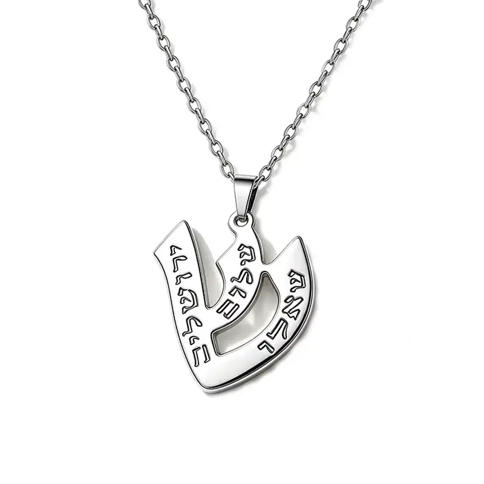 Collier Pendentif Poisson Kabbala Ben Porat Yosef en Acier Inoxydable, Écriture Hébraïque, Bijou Poi
