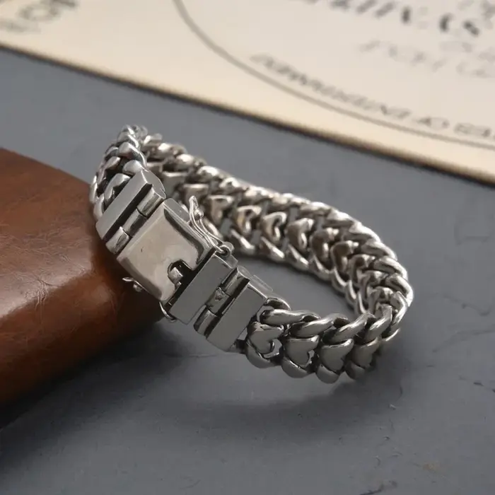 Bracelet en argent sterling S925 moderne et élégant pour homme punk hip hop occassionnels sorties cadeau d'anniversaire