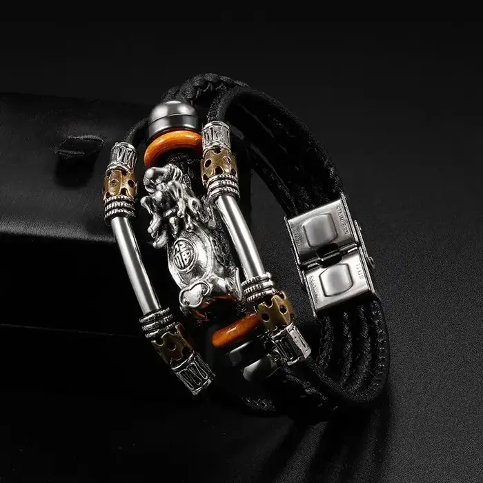 Bracelet simple et généreux en cuir tissé à la main pour homme
