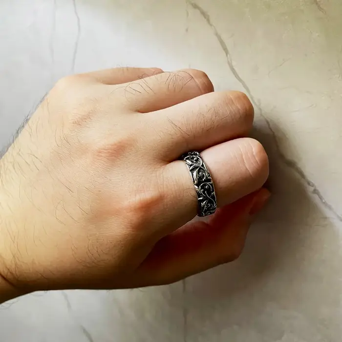 Bague de vigne éternelle rétro couleur argent punk gothique vintage anneau ouvert pour hommes et femmes bijoux de créateur faits à la main accessoires unisexes occassions partys