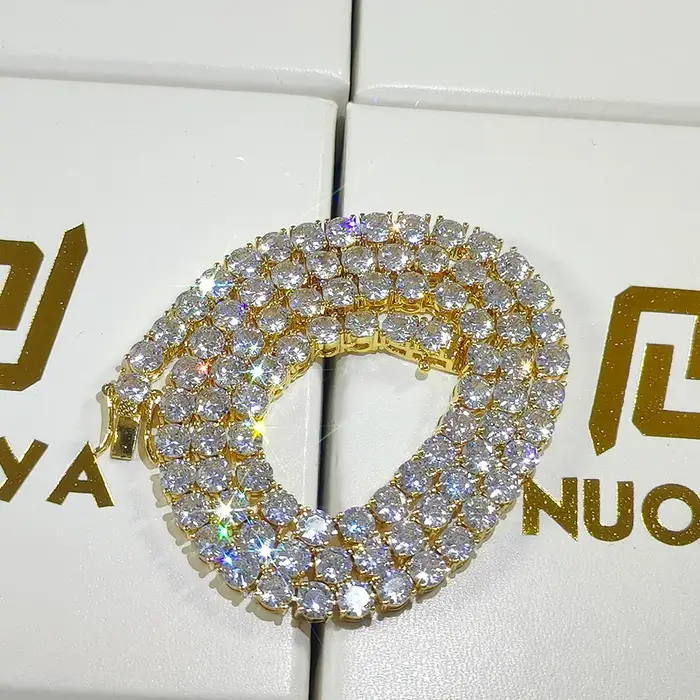 Hip-Hop 1 rangée Cz Tennis chaîne collier cubique Zircon glacé 3Mm 4Mm 5Mm 6Mm 18/K rappeur collier