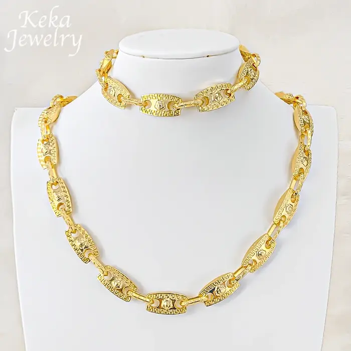 Ensemble de bijoux de luxe pour hommes, collier Hip Hop, Bracelet, plaqué or 18 carats, bijoux perso