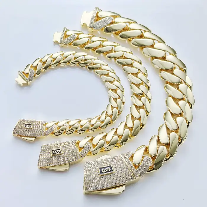 Collier chaîne cubaine Monaco avec plaqué or 14 carats pour homme et femme style hip-hop rock personnalisable pour cadeau d'anniversaire ou soirée festive