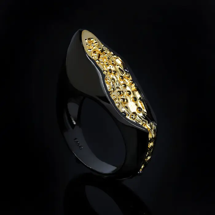 Bague créative géométrique or noir