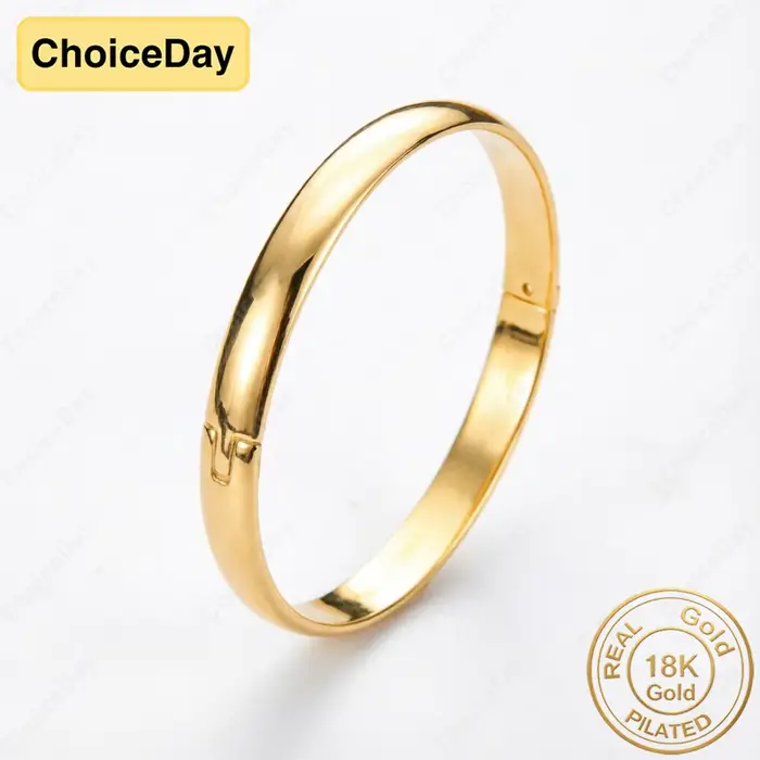 Bracelet lisse plaqué or 18 carats, 8mm, pour femme et homme, bijoux de mode pour mariage, fiançaill
