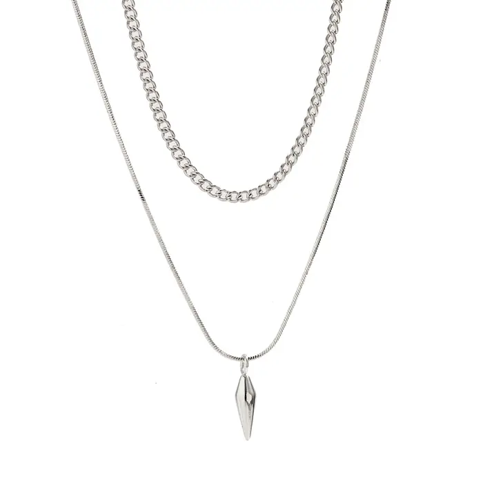 Collier punk à pendentif géométrique en alliage de fer rouge marron collier avec chaîne serpent mince tracker fitness et sommeil pour hommes femmes soirée