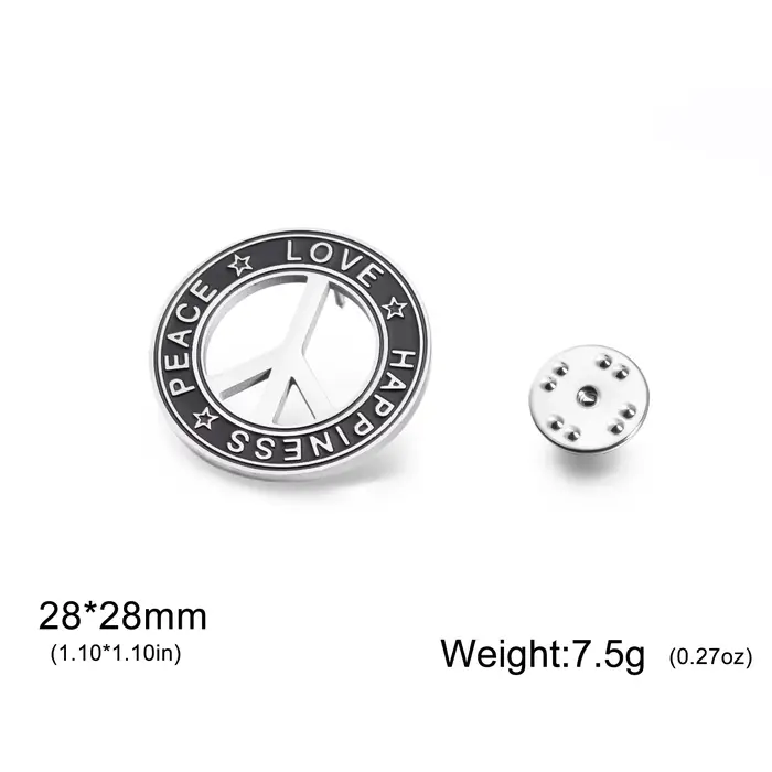 Teamer amour paix symbole broche en acier inoxydable épinglette pour femme homme bonheur pacifisme contre la guerre accessoires bijoux cadeau